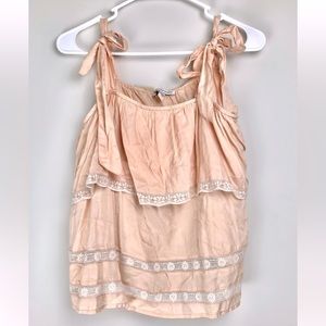 American Eagle Lace Light Pink Tank Top Sz S